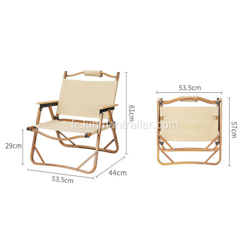 Couleur en bois de camping en plein air chaise pliable en aluminium kaki oxford